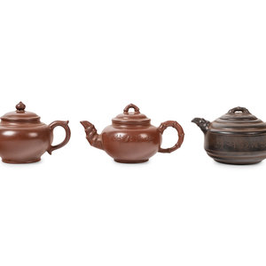 Three Chinese Zisha Teapots 20TH 351648