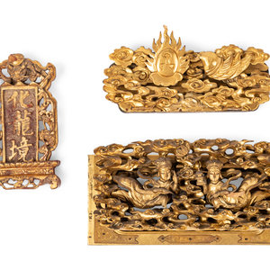 Three Chinese Gilt Lacquered Wood