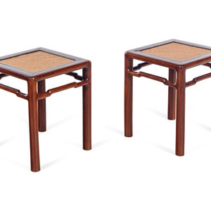 A Pair of Chinese Hardwood Square