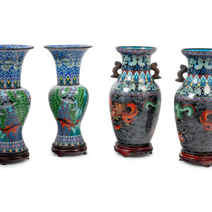 Two Pairs of Chinese Cloisonné