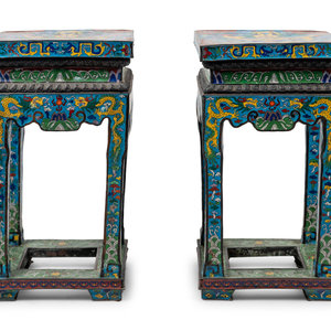 A Pair of Chinese Blue Ground Cloisonn  3516ac