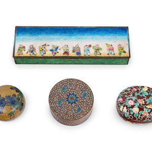 Four Chinese Enamel on Metal Covered 3516bb