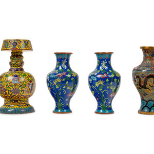 Three Chinese Cloisonné Enamel Vases