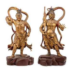 A Pair of Chinese Gilt Lacquered Wood