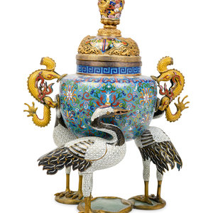 A Chinese Cloisonné Enamel 'Crane'