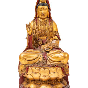 A Chinese Gilt Lacquered Wood Figure