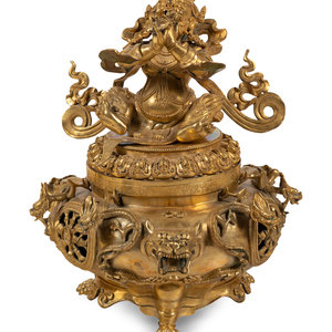 A Sino Tibetan Style Gilt Bronze 3516ea