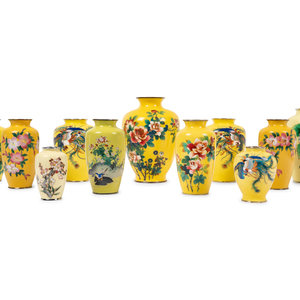 11 Japanese Yellow Ground Cloisonné