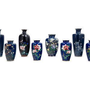 Eight Japanese Blue Ground Cloisonn  35171b