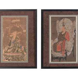 Two Japanese Prints on Silk
each