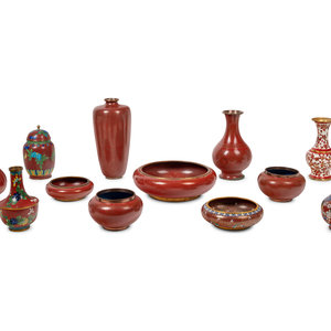 12 Japanese Red Ground Cloisonn  351722