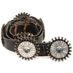 Zuni Silver and Mosaic Inlay Sunface 351774