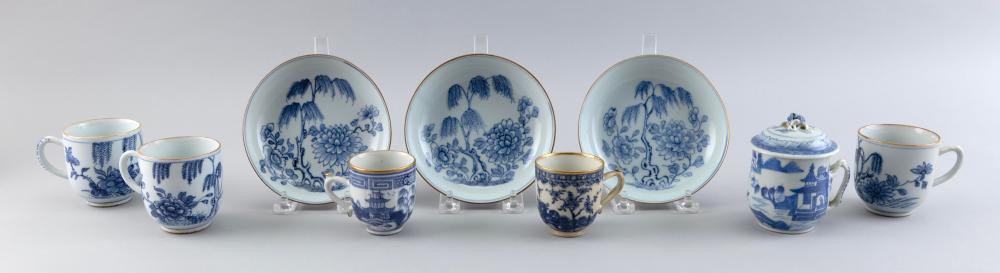 NINE ASSORTED CHINESE EXPORT BLUE 3517a2