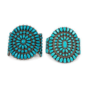 Pair of Navajo Silver and Turquoise