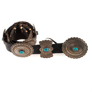 Navajo Stamped Sterling and Turquoise 35180e