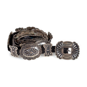 Navajo Stamped Silver Concha Belt third 35181b