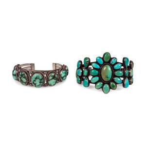 Pair of Navajo Silver and Turquoise 351839