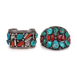 Pair of Navajo Silver, Turquoise,