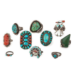 Navajo and Zuni Silver Rings with 351865