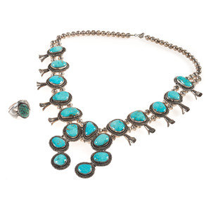 Navajo Silver and Turquoise Squash 35187c