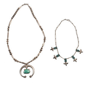Navajo Silver and Turquoise Necklace 351877