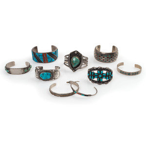 Navajo and Zuni Silver Cuff Bracelets,