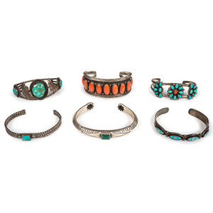 Navajo and Zuni Silver Cuff Bracelets,