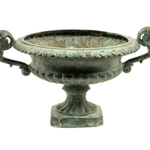 A Patinated Cast Metal Garden Urn 20th 351919
