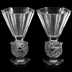 A Pair of Lalique Mesanges Vases Second 35199d