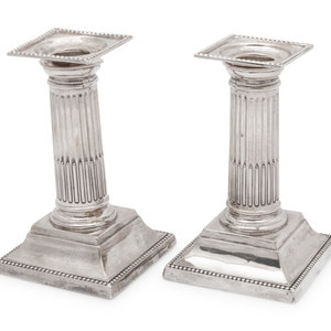 A Pair of Edwardian Silver Candlesticks 3519be