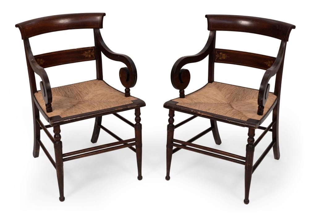 PAIR OF EMPIRE ARMCHAIRS FIRST