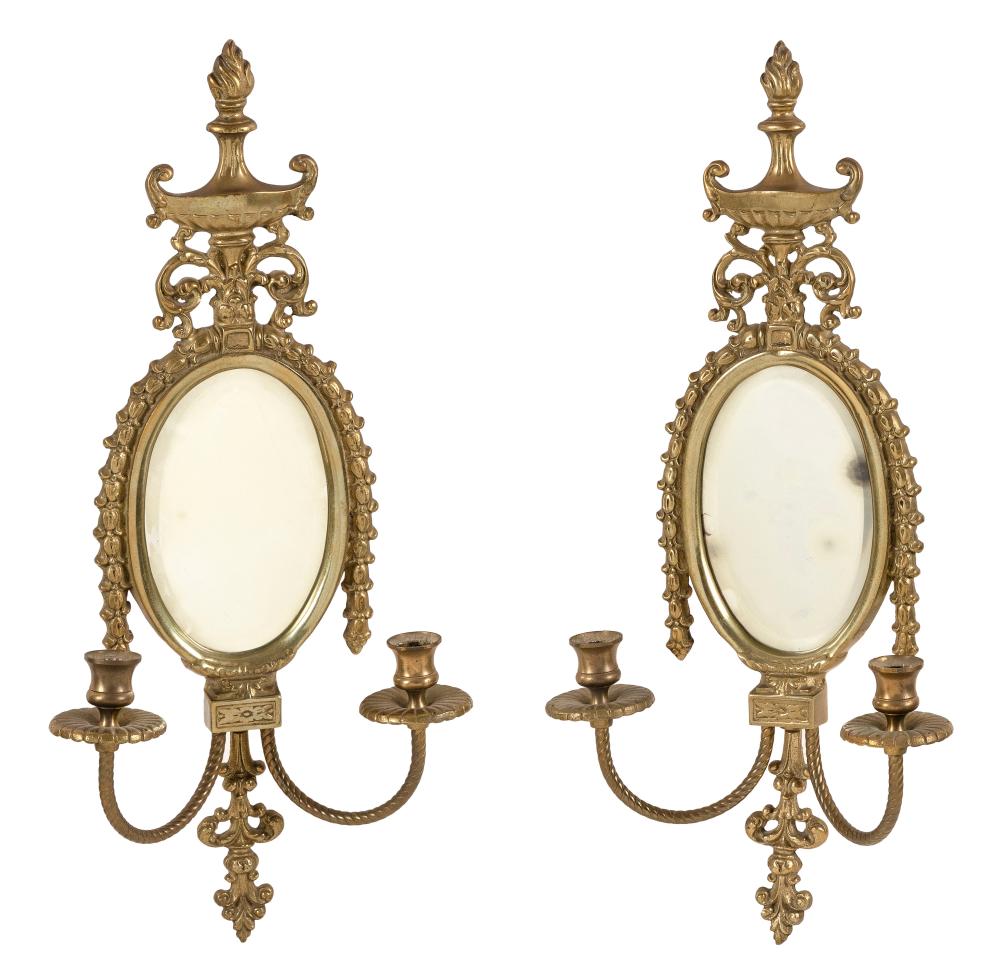 PAIR OF BRASS WALL SCONCES LATE 34f2fd