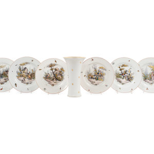 A Set of Six Porcelain Bird Plates