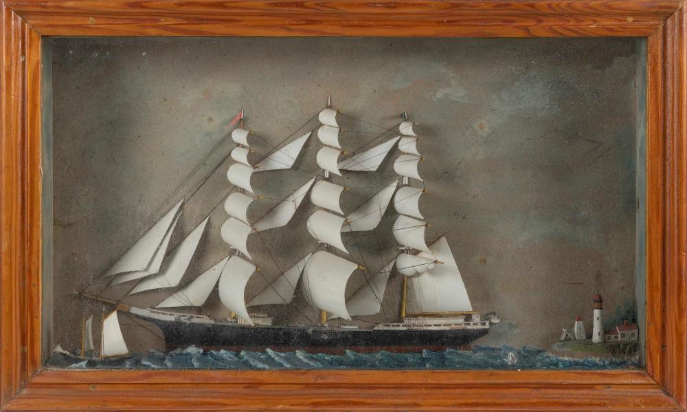 SHADOW BOX DIORAMA OF A THREE-MASTED