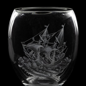 A Val St. Lambert Etched Glass