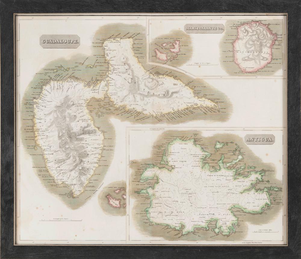 HAND-COLORED MAP OF WEST INDIAN