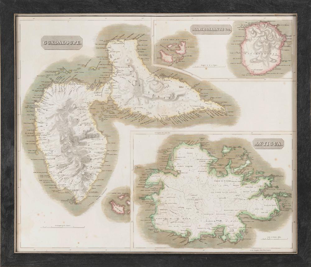 HAND COLORED MAP OF WEST INDIAN 34f32e