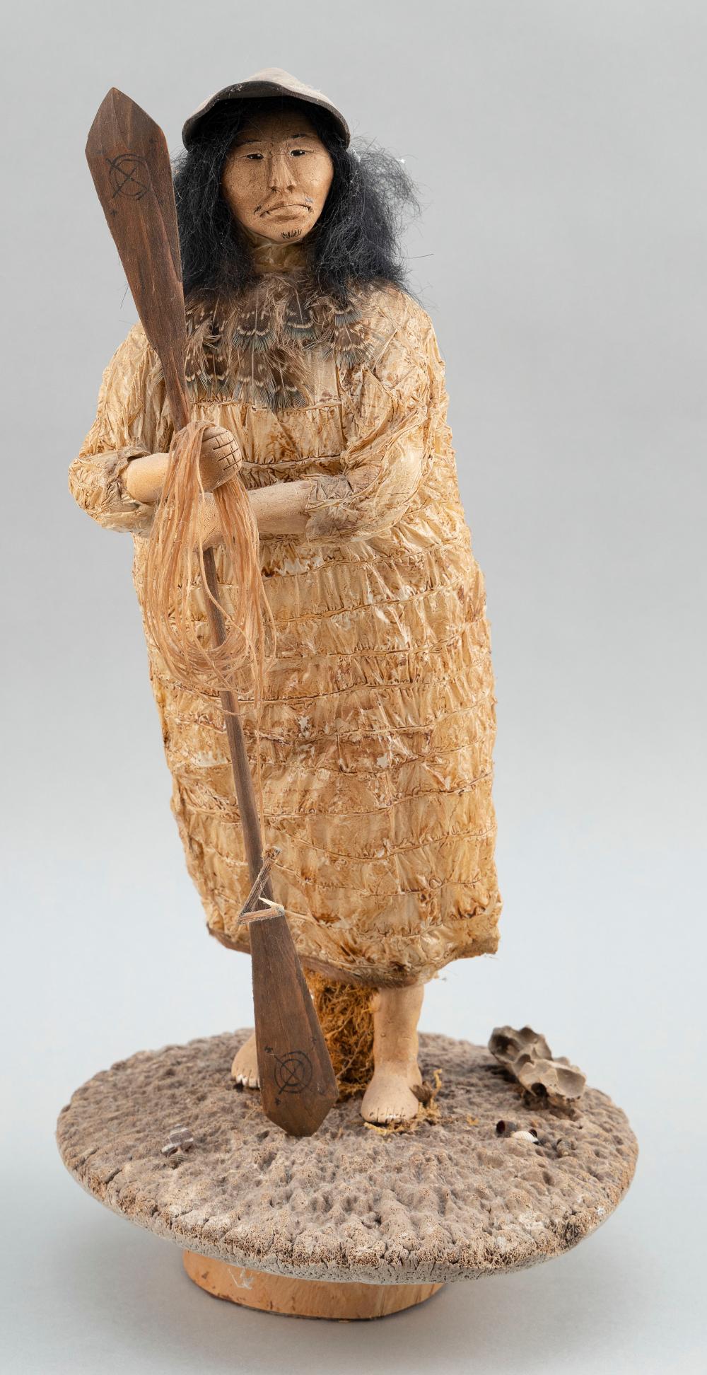 FIGURE OF AN INUIT HOLDING A KAYAK