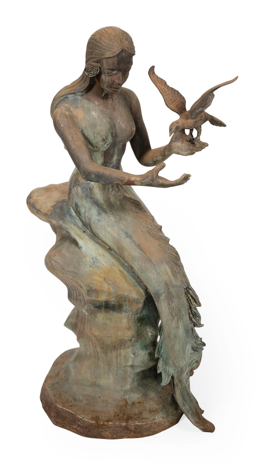 BRONZE SCULPTURE OF A MERMAID WITH