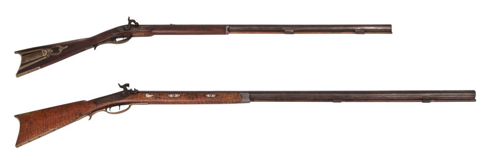 TWO HALF STOCK PERCUSSION RIFLES