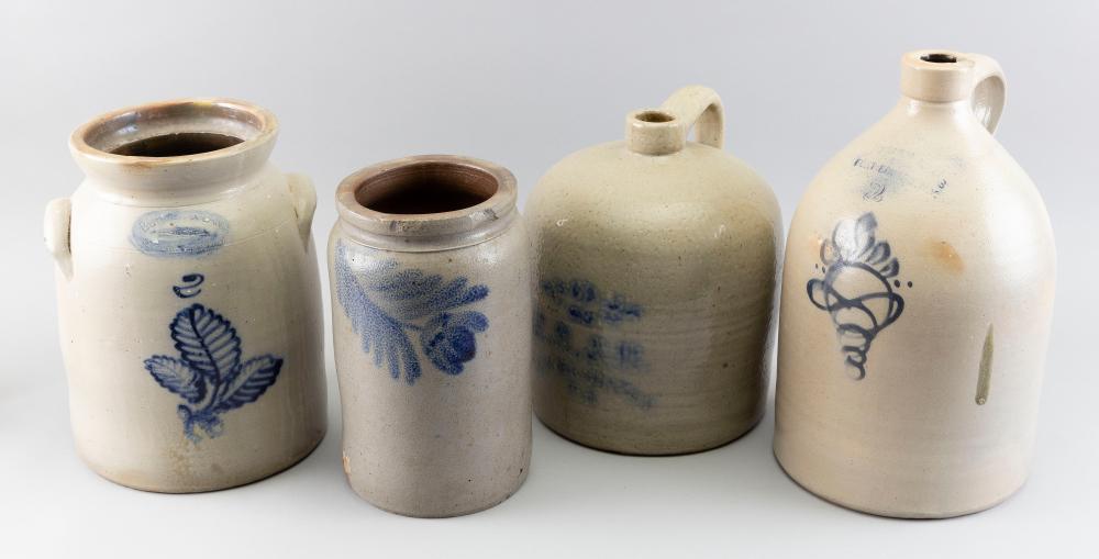 FOUR PIECES OF STONEWARE 19TH CENTURY