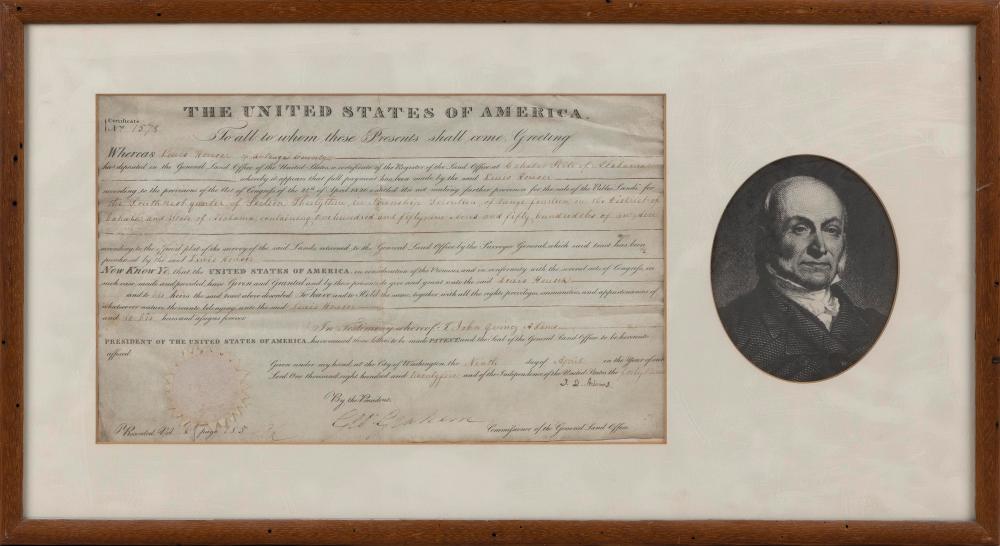 JOHN QUINCY ADAMS AUTOGRAPHED LAND