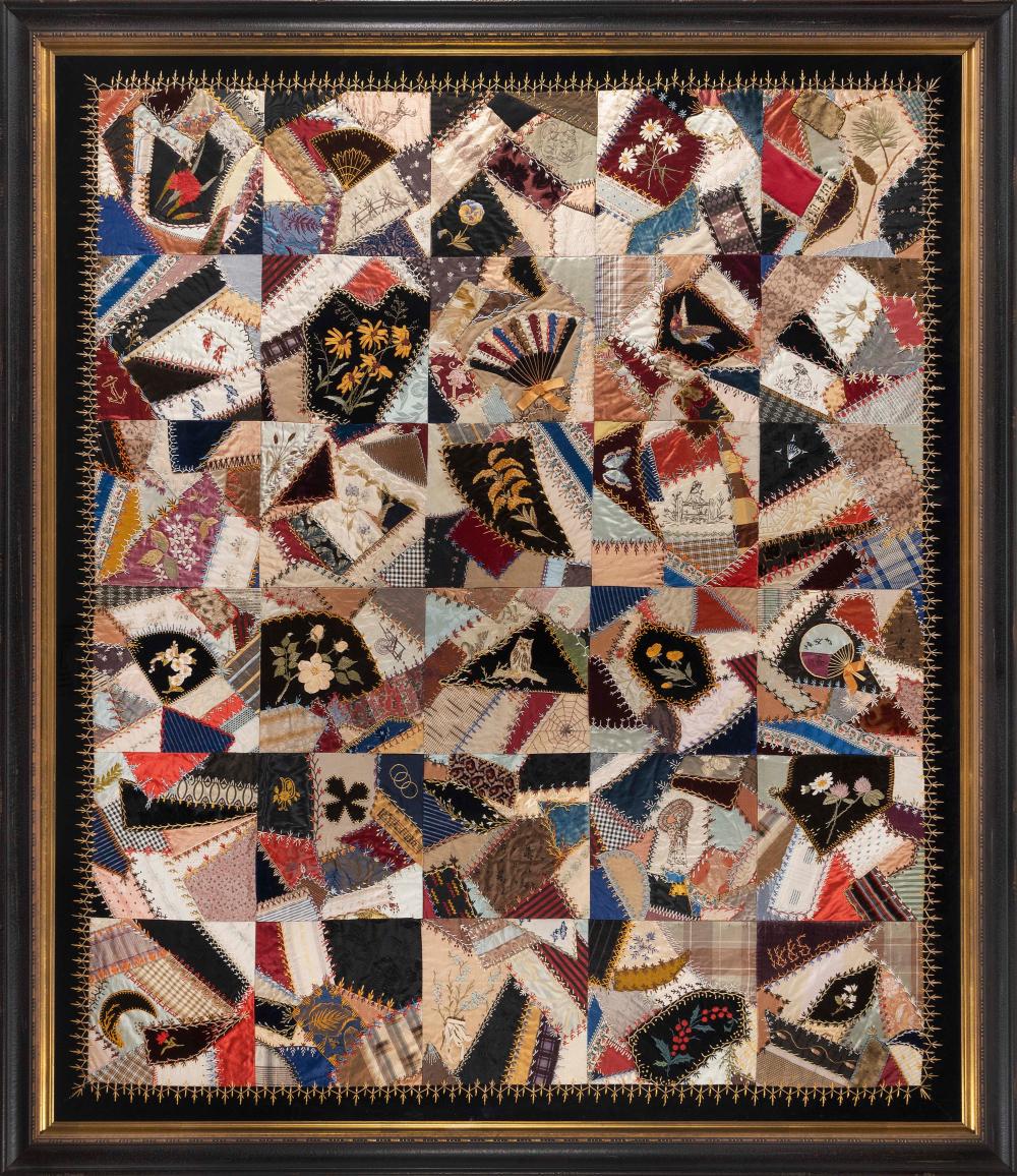 CRAZY QUILT LATE 19TH CENTURY 60  34f485