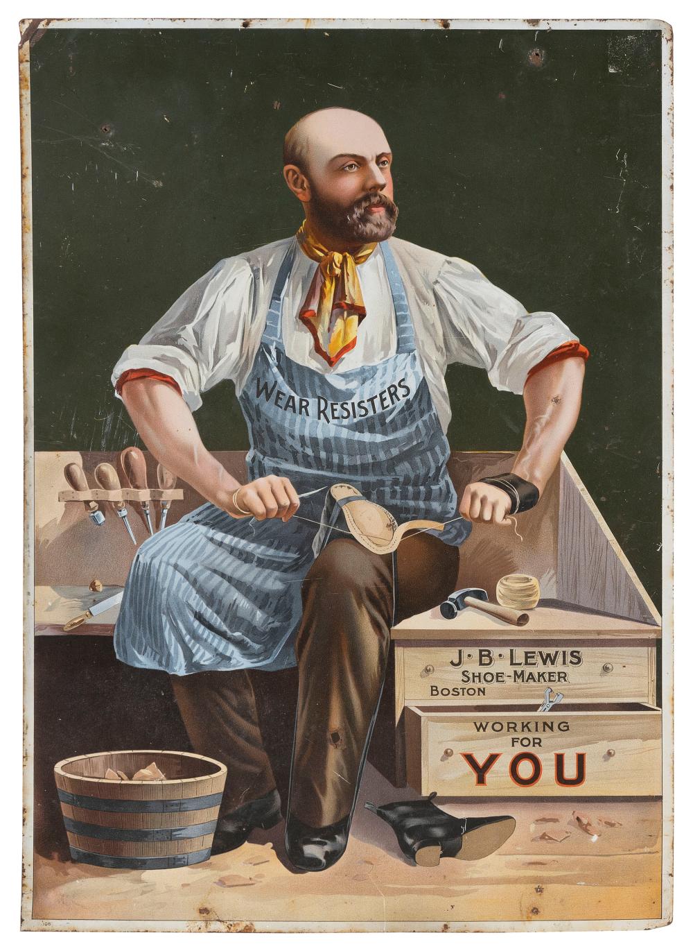 "J.B. LEWIS SHOE-MAKER" LITHOGRAPHED