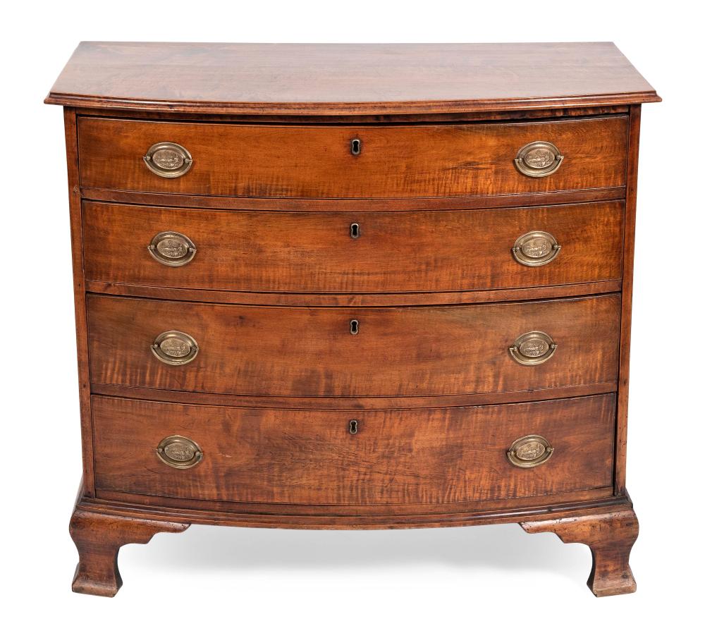 CHIPPENDALE BOWFRONT BUREAU MASSACHUSETTS  34f502