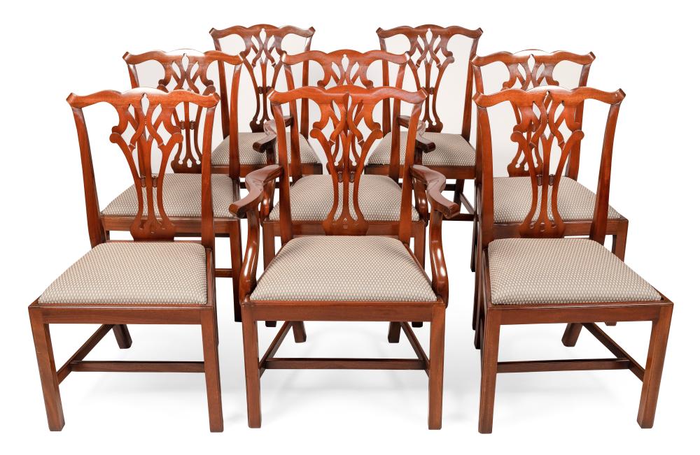 SET OF EIGHT CHIPPENDALE-STYLE