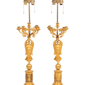 A Pair of Empire Style Gilt Bronze