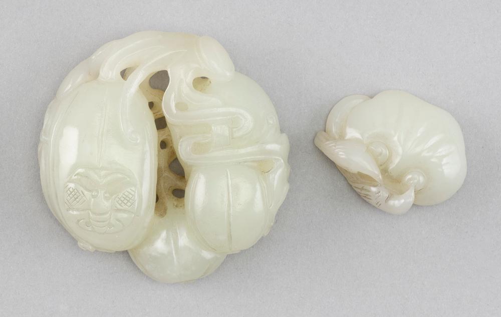 TWO CHINESE CARVED CELADON JADE 34f65e