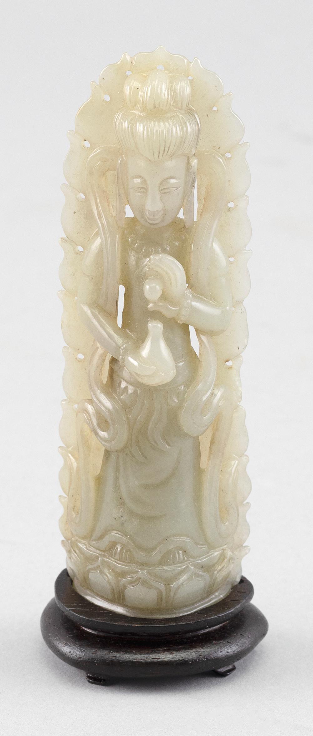 CHINESE CARVED CELADON JADE FIGURE 34f67d