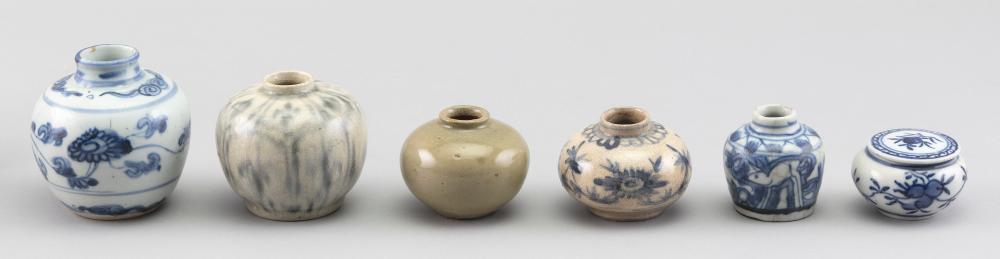 SIX SMALL CHINESE PORCELAIN JARLETS,